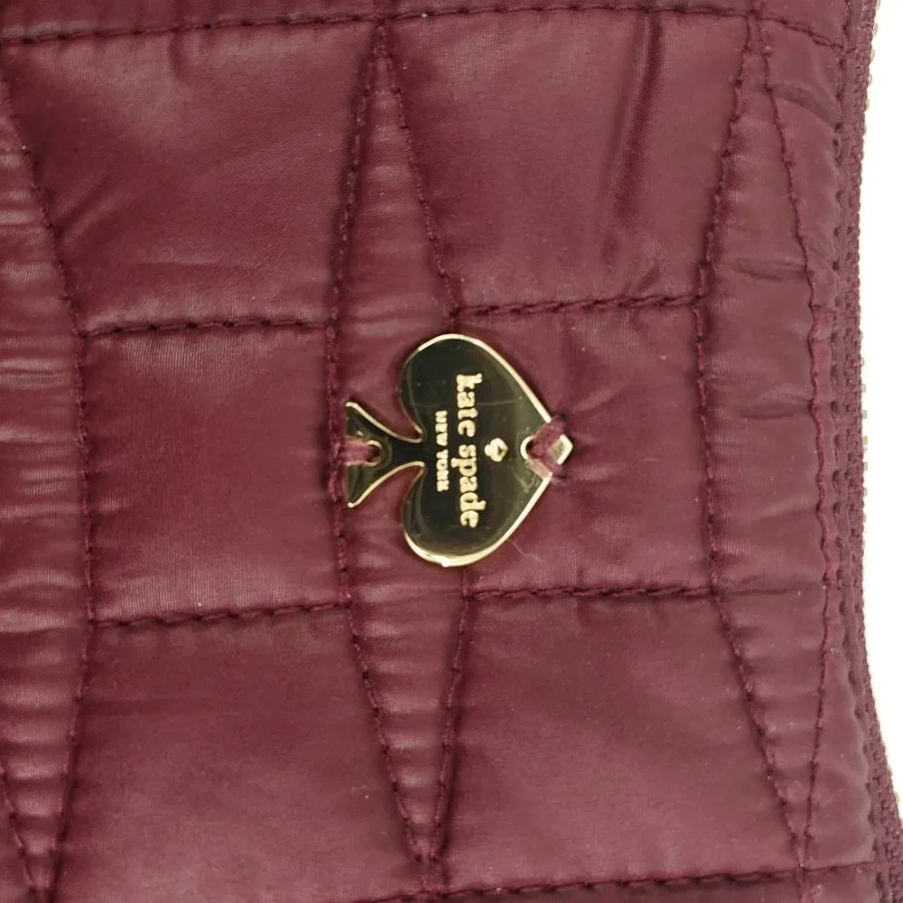 Kate Spade Womens Plum Quilted Classic Clutch Pouch With Gold Hardware